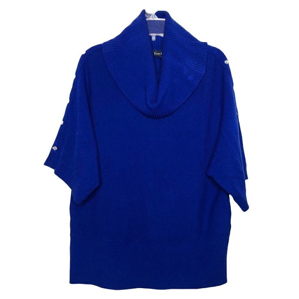 Evan-picone Royal Blue Cowl Neck Dolman Sleeve Sweater w/ Rhinestones Size Small